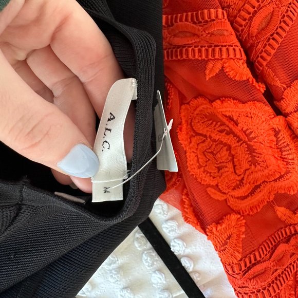 A.L.C. SLeeveless Bodycon Midi Dress Black w/ White Contrast On Shoulder Sz M - Picture 5 of 10